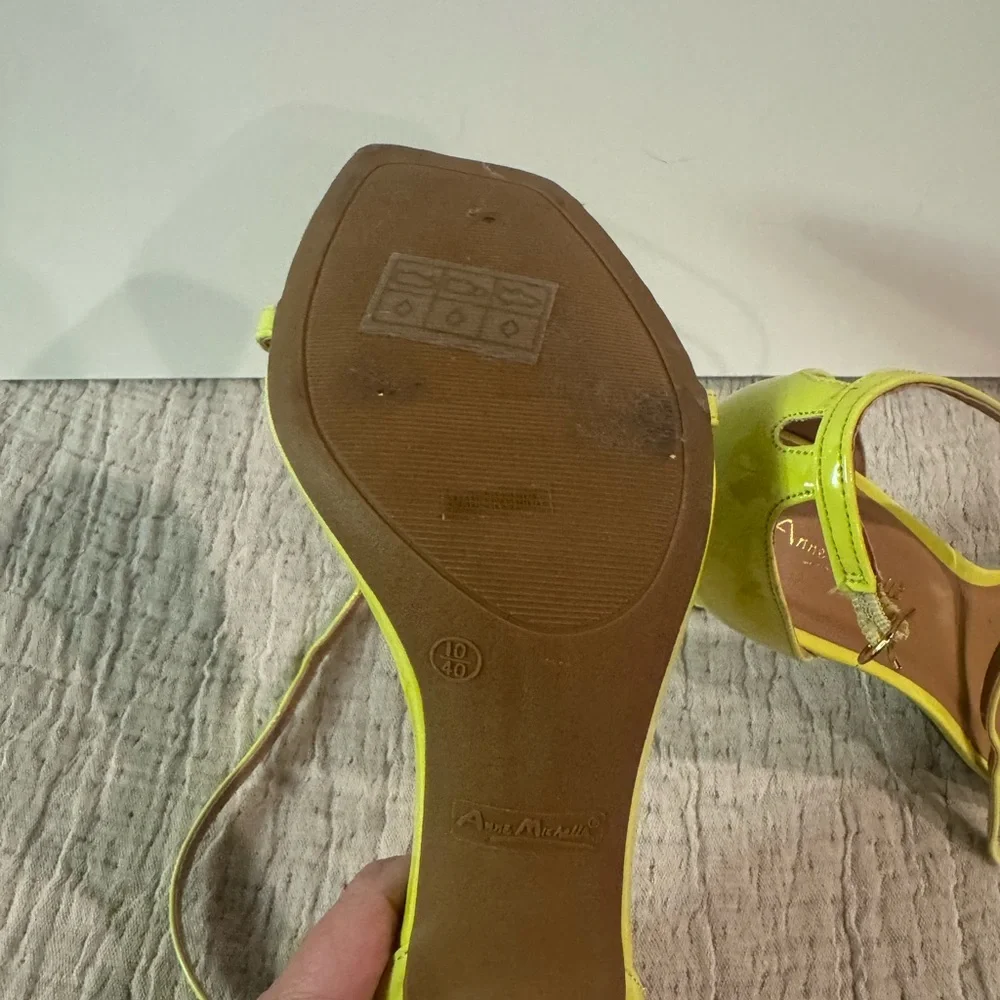 Anne Michelle Bright Yellow Patent Open-Toe Stiletto Sandals